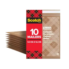 3m 313046127168 Scotch Recyclable Padded Mailers 100 Pack 5.9 X 9.2in Impact Protection
