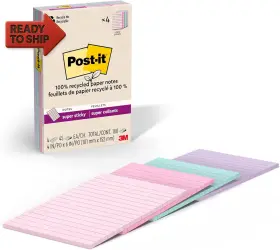 4621r-4ssnrp 3m 100% Recycled Paper Super Sticky Notes 2x The Sticking Power 4x6 In Lined 4