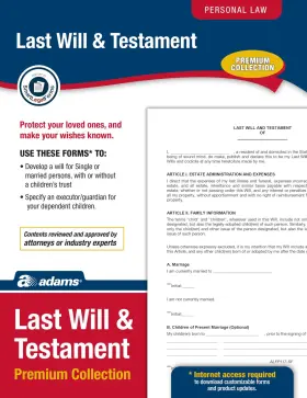 Alfp117 Adams Last Will And Testament With Forms 8.5 X 0.12 11 Inches White