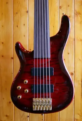Ktb-6 Aio Wolf Bass - Left-handed Fretless Red Burst