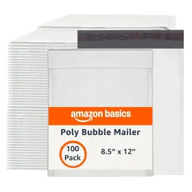 Amazon 840324416909 Basics Poly Bubble Mailer 8.5 Inch X 12 Internal Size 8.25 11 Self-s