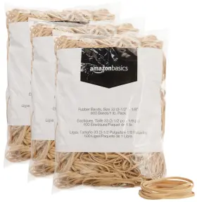 06333 Amazon Basics Rubber Bands 8 Inch 1 Lb Stretchy 600 Pack 3 Tan Office Supplies Size