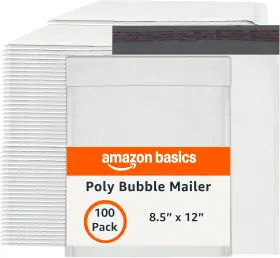Amzpbm2100 Amazon Basics Poly Bubble Mailers 8.5 Inch X 12 Self-seal Padded Envelopes 100 Pack