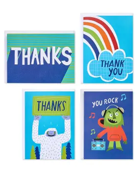 48-coun American Greetings 6669227 Thank You Cards With Envelopes For Kids Bright Blue