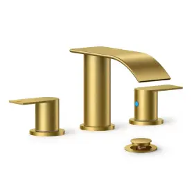A31a7g Androme 8 Inch Widespread Double Handle Bathroom Faucet With Metal Drain In Gold