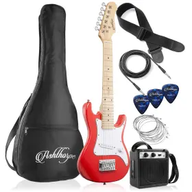 E58-red Ashthorpe 30-inch Beginner Electric Guitar Kit With Amplifier Red Basic Starter Pack