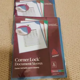 72262 Avery Corner Lock Document Sleeves Bundle/lot Of Two 2