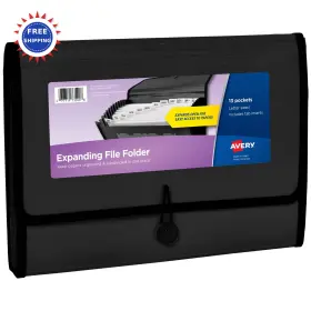 73553 Avery Expanding File Folder 13 Pocket Accordion Organizer 425 Sheets Black Holds