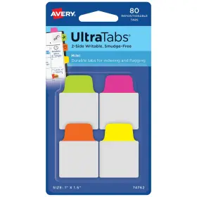 74762 Avery Mini Ultra Tabs 1 Inch X 1.5 2-side Writable Assorted Neon Colors 80 Repo