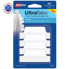 74789 Avery Margin Ultra Tabs 2.5 X 1 24 Repositionable Page 2-side Writable