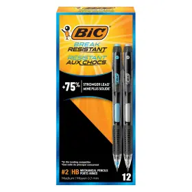 Mv7pr11-blk Bic Mechanical Pencils 7mm Break Resistant No. 2 Medium Point 12 Count Erasers