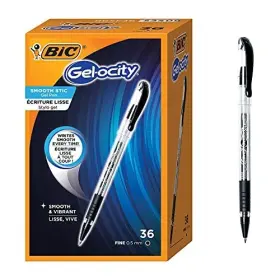 Rgsf36-blk-v2 Bic Gel-ocity Smooth Stic Gel Pen Fine Point 0.5mm Black Ink 36-count Vibra
