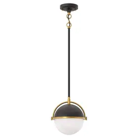 Briignite 735114929212 Modern Black Gold 1-light Pendant Light With Milky Glass Sphere E26 B