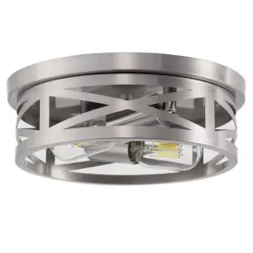 Briignite 762104441676 11 Inch 2-light Brushed Nickel Flush Mount