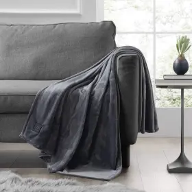 Brookstone 042075679934 Heated Solid Plush Throw Gray