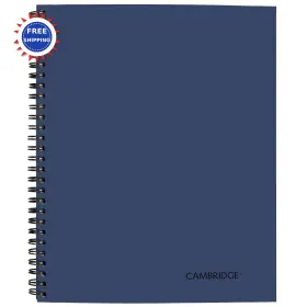 Un06062-20 Cambridge Business Notebook Legal Ruled 80 Sheets Soft Touch Flexible Cover Wirebound Blue
