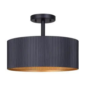 Canarm 062345492421 Rexton 13 Inch 2-light 60-watt Modern Matte Black Semi- Flush Mount With Bl