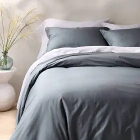Casaluna 196761439439 King Cotton Percale Duvet Set Mineral Blue -