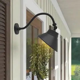 Cedar Hill 193023021449 10 Inch 42-watt 4000 Lumens Led Black Angle Shade Gooseneck Barn Light With Phot