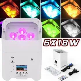 Zq01440 Coolighine Par 6x18w Battery Powered Led Uplight Rgbwa Uv Wifi App Dmx Wireless Light