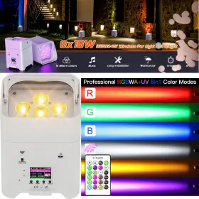 Zq01529 Coolighine Led 6x18w Rgbwa Uv Battery Powered Wireless Dmx Par Dj Uplighting Up Light Stage