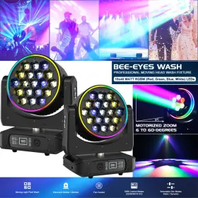 Zq02342 Coolighine 2pc 19x40w Led Zoom Moving Head Stage Light Rgbw Dmx Beam Wash Lighting Dj Disco