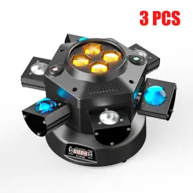 Zq02361 Coolighine 3pcs 6 Arms Bee Eye Stage Moving Head Light Dmx Rgbw Led Dj Disco Beam Lighting
