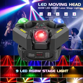 Zq02368 Coolighine 150w Led Moving Head Light Laser Projector Beam Rgbw Dmx Party Stage