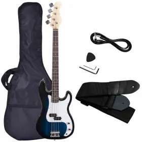 Gf32641bl Costway Blue Full Size 4 String Electric Bass Guitar With Strap Bag Amp Cord New