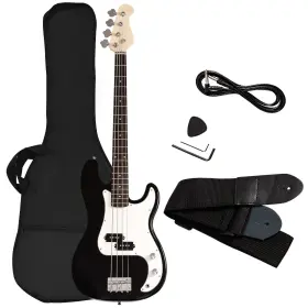 Us-2f33898bk Costway Electric Bass Guitar Full Size 4 String For Beginners With Bag Amp Cord Black