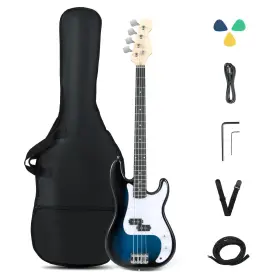 Us-2hcst11787 Costway 45.5 Inch Electric Bass Guitar With Double Pickups Open-gear Tuning Gig Bag Rope