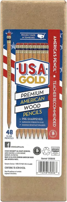 Cra-z-art 313096189130 Roseart U.s.a. Gold Pre-sharpened American Wood Cased #2 Hb Natural Pencils 48