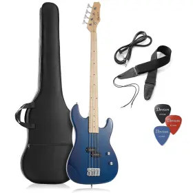 Davison Guitars 842364137547 4-string Electric Bass Guitar Blue - Full Size Right