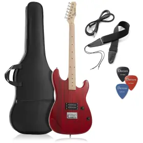 Str-83 Davison Guitars 39 Full Size Electric Guitar In Red Right Handed Beginner Kit With Gig Bag And