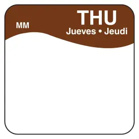 It110034-4-thu Daymark Safety Systems Movemark Day Of The Week Trilingual Removable Label Thursday 1 Inch X