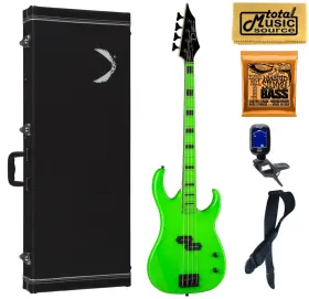 Dean 683609924009 Custom Zone Bass Nuclear Green Czone Ng Hard Case Bundle