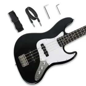 Djz-30 Demusea 4string Electric Bass Guitar Black Standard Full Size Solid Paulownia Body Ma