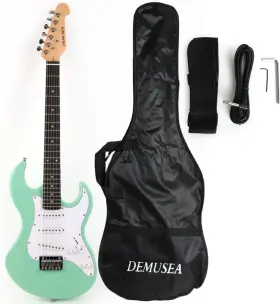 Dmn-30 Demusea 36 Inch 3/4 Electric Mini Guitar Beginner Starter Travel Portable Green