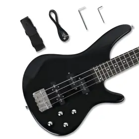 Yd-002 Demusea Electric Bass Guitar Full Size 24frets Standard 4string Pj Black 34inch