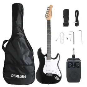 Yd-03 Demusea Electric Guitars Kit Full Size Black Single Tremolo Bridge With 5w Amp Rechar