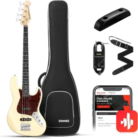 Djb-510 Donner Ec1389 Electric Bass Guitar Single Coil J-bass Pickups With Gig Bag