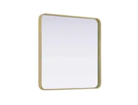 Elegant Decor 196683032794 Contour Metal Square Mirror 30x30 Brass
