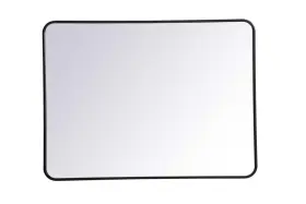 Elegant Lighting 842814185722 Decor Evermore 30x40 Soft Corner Metal Rectangular Mirror In Black