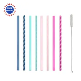 298-8819-914 Ello Reusable Plastic Straws 8 Pack Impact Dishwasher Safe Bpa Free Cleaning