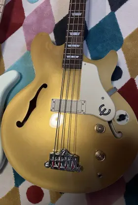 Ebjcsbunh1 Epiphone Jack Casady Semi-hollow Electric Bass Guitar Metallic Gold