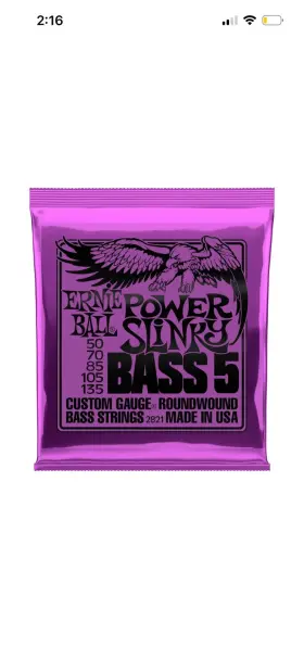 Ernie Ball 2821 Power Slinky 5-string Electric Bass Strings 50-135