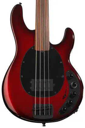 128-lkr-z34-p2-mb-bm Ernie Ball Music Man Darkray Fretless Electric Bass Guitar - Scoville Red