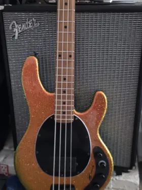 128-tws-10-01-mb-bm Ernie Ball Music Man Darkray Bass Guitar - Gold Bar With Maple Fingerboard