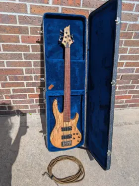 Esp B-205smfl Ltd 5-string Fretless Bass Spalted Maple Active Case Cable