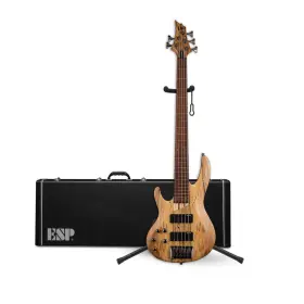 Lb205smnslh Esp Guitars And Basses K2 Ltd B-205 Left-handed Bass Guitar - Natural Satin Hardshell Case Stand